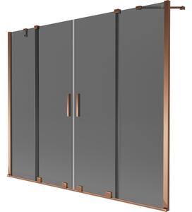 Mexen Velar Duo, 2 szárnyas eltolható kádparaván 170 x 150 cm, 8mm szürke üveg, rózsaszín arany, 896-170-000-42-60