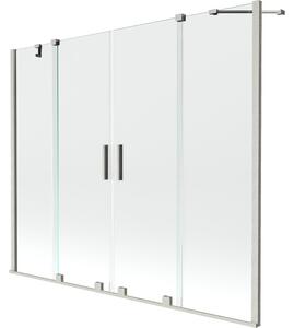 Mexen Velar Duo, 2 szárnyas eltolható kádparaván 180 x 150 cm, 8mm átlátszó üveg, csiszolt acél, 896-180-000-02-97