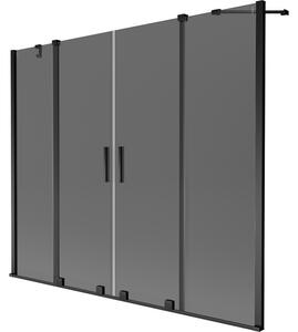 Mexen Velar Duo, 2 szárnyas eltolható kádparaván 170 x 150 cm, 8mm szürke üveg, fekete matt, 896-170-000-42-70