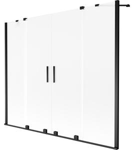 Mexen, Mexen Velar Duo 2 szárnyas eltolható kádparaván 170 x 150 cm, fagyos, fekete - 896-170-000-32-70