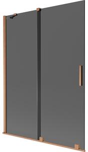 Mexen Velar, 2 szárnyas eltolható kádparaván 130 x 150 cm, 8mm szürke üveg, rézmatt, 896-130-000-41-65