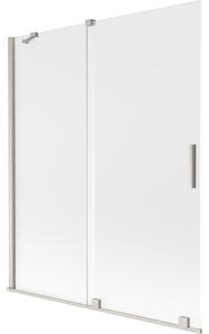 Mexen Velar, 2 szárnyas eltolható kádparaván 140 x 150 cm, 8 mm-es mattüveg, csiszolt acél, 896-140-000-31-97