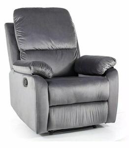 Spencer Relax Bársony Dönthető Fotel Szürke Fém Vázzal
