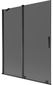Mexen Velar, 2 szárnyas eltolható kádparaván 140 x 150 cm, 8mm szürke üveg, fekete matt, 896-140-000-41-70