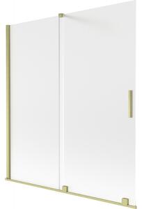 Mexen Velar, 2 szárnyas eltolható kádparaván 150 x 150 cm, 8 mm matt üveg, arany matt, 896-150-000-31-55