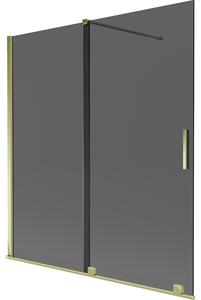 Mexen Velar, 2 szárnyas eltolható kádparaván 150 x 150 cm, 8mm szürke üveg, arany fényes, 896-150-000-41-50