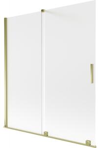 Mexen Velar, 2 szárnyas eltolható kádparaván 150 x 150 cm, 8 mm-es mattüveg, arany fényes, 896-150-000-31-50