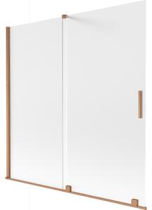 Mexen Velar, 2 szárnyas eltolható kádparaván 160 x 150 cm, 8 mm-es mattüveg, rézmatt, 896-160-000-31-65