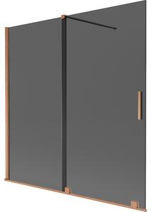 Mexen Velar, 2 szárnyas eltolható kádparaván 160 x 150 cm, 8mm szürke üveg, rézmatt, 896-160-000-41-65