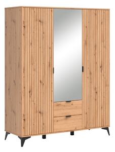 Gardróbszekrény Ludale 114, Laminált forgácslap, 196x154x55cm, Fekete, Artisan tölgy