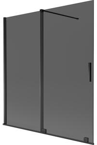 Mexen Velar, 2 szárnyas eltolható kádparaván 150 x 150 cm, 8mm szürke üveg, fekete matt, 896-150-000-41-70
