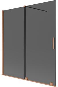 Mexen Velar, 2 szárnyas eltolható kádparaván 150 x 150 cm, 8mm szürke üveg, rézmatt, 896-150-000-41-65