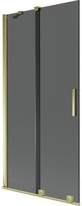 Mexen Velar, 2 szárnyas eltolható kádparaván 90 x 150 cm, 8mm szürke üveg, arany fényes, 896-090-000-41-50