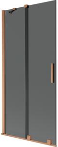 Mexen Velar, 2 szárnyas eltolható kádparaván 90 x 150 cm, 8mm szürke üveg, rézmatt, 896-090-000-41-65
