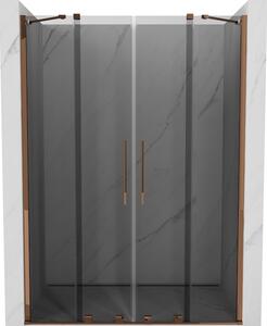 Mexen Velar Duo, tolózuhanyajtó nyitáshoz 140 cm, 8mm szürke üveg, rózsaszín arany, 871-140-000-42-60