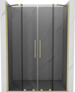 Mexen Velar Duo, tolózuhanyajtó nyitáshoz 140 cm, 8mm szürke üveg, arany matt, 871-140-000-42-55
