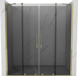 Mexen Velar Duo, tolózuhanyajtó 200 cm-es nyitáshoz, 8 mm-es szürke üveg, arany fényes, 871-200-000-42-50