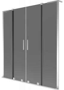 Mexen Velar L Duo, 2 szárnyas eltolható kádparaván 140 x 150 cm, 8mm szürke üveg, króm, 896-140-003-42-01