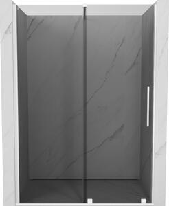 Mexen Velar, tolózuhanyajtó nyitáshoz 130 cm, 8mm szürke üveg, fehér matt, 871-130-000-41-20