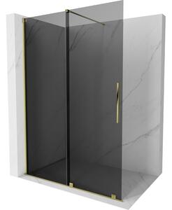 Mexen Velar, zuhany paraván tolóajtóval Walk-in 140 x 200 cm, 8mm szürke üveg, arany fényes, 871-140-000-43-50