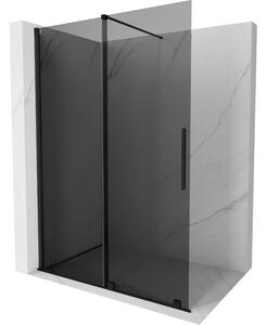 Mexen Velar, zuhany paraván tolóajtóval Walk-in 130 x 200 cm, 8mm szürke üveg, fekete matt, 871-130-000-43-70