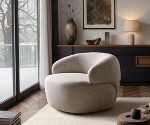 DELIFE Lounge fotel Nova 88x88 cm szövött szövet puha bézs
