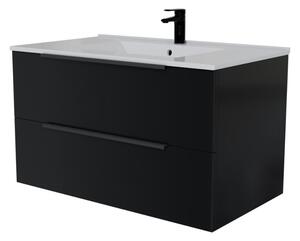 Intenso fiókos fürdőszobai mosdószekrény - 80 cm (magasfényű fekete)