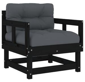 VidaXL 2 db fekete tömör fenyőfa kerti szék párnákkal