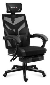 Gamer szék ergonomikus lábtartóval, fekvőtámasz , fejtámasz, fekete