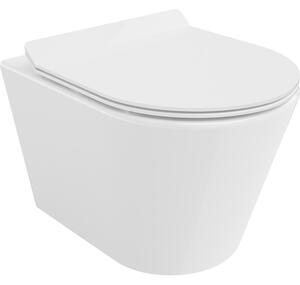 Mexen Rico, falra akasztható wc csésze 490x360x370 mm, Perem nélküli Tornado + duroplast wc ülőke, fényes fehér, 30720100T