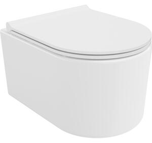 Mexen Sofia, falra szerelhető wc csésze 490x360x355 mm, Perem nélküli Tornádo + duroplast wc ülőke, fehér fényes, 30540500