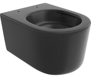Mexen Sofia, falra akasztható WC csésze 490x360x355 mm, Perem nélküli Tornado, matt fekete, 3354XX85T