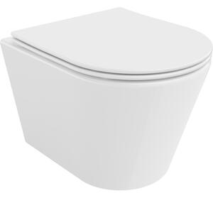 Mexen Rico, falra akasztható wc csésze 490x360x370 mm, Perem nélküli Tornado + duroplast wc ülőke, fényes fehér, 30720400T