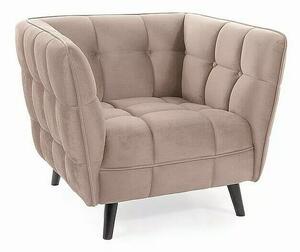Castello Velvet Bézs Bársony Fotel Wenge Lábakkal