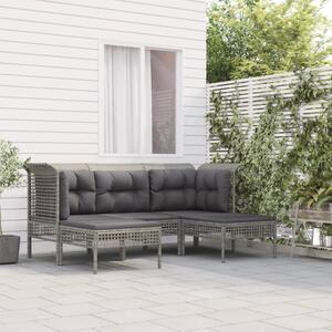 5 részes szürke polyrattan kerti ülőgarnitúra párnákkal