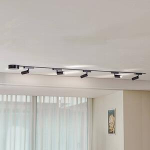 Lindby Sínrendszer 48V Lumaro spotlámpák 5 izzós fekete Ø 4cm dimmelhető, dimmelhető, Fekete, Nappali / Étkező, fém, Modern