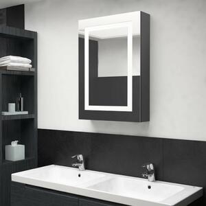 VidaXL szürke LED-es tükrös fürdőszobaszekrény 50 x 13 x 70 cm