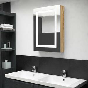 VidaXL fehér-tölgyszínű LED-es tükrös fürdőszobaszekrény 50x13x70 cm