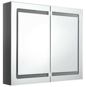 VidaXL fényes szürke LED-es tükrös fürdőszobaszekrény 80 x 12 x 68 cm