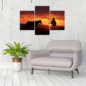 Kép - lovak, napnyugtakor (90x60cm)