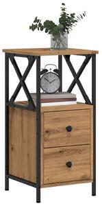 VidaXL 2 db kézműves tölgyszínű szerelt fa éjjeliszekrény 34x35,5x70cm