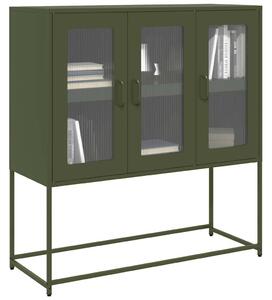 VidaXL olívazöld hidegen hengerelt acél tálalószekrény 100,5x39x107 cm