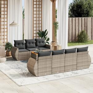 8 részes szürke polyrattan kerti ülőgarnitúra párnákkal