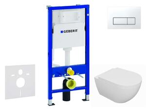 Geberit Duofix - Előfali szerelő készlet, Oudee WC és softclose ülőke, Delta50 vezérlőgomb, alpesi fehér SANI11CA3130