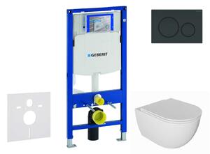 Geberit Duofix - Előfali szerelő készlet, Oudee WC és softclose ülőke, Sigma20 vezérlőgomb, fényes fekete/matt fekete SANI11CA5131