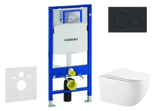 Geberit Duofix - Előfali szerelő készlet, Gaia WC és softclose ülőke, Sigma20 vezérlőgomb, matt fekete/fekete SANI11CA5135