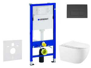 Geberit Duofix - Előfali szerelő készlet, Gaia WC és softclose ülőke, Delta50 vezérlőgomb, matt fekete SANI11CA5118