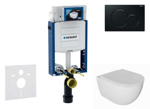 Geberit Kombifix - Előfali szerelő készlet, Oudee WC és softclose ülőke, Sigma01 vezérlőgomb, fekete SANI15CA5113