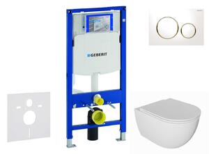 Geberit Duofix - Előfali szerelő készlet, Oudee WC és softclose ülőke, Sigma20 vezérlőgomb, fehér/aranyozott SANI11CA3133