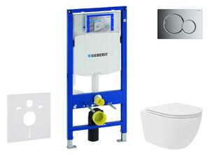Geberit Duofix - Előfali szerelő készlet, kompakt WC Oudee Vortex és softclose ülőke, Sigma01 vezérlőgomb, fényes króm SANI11CA1140